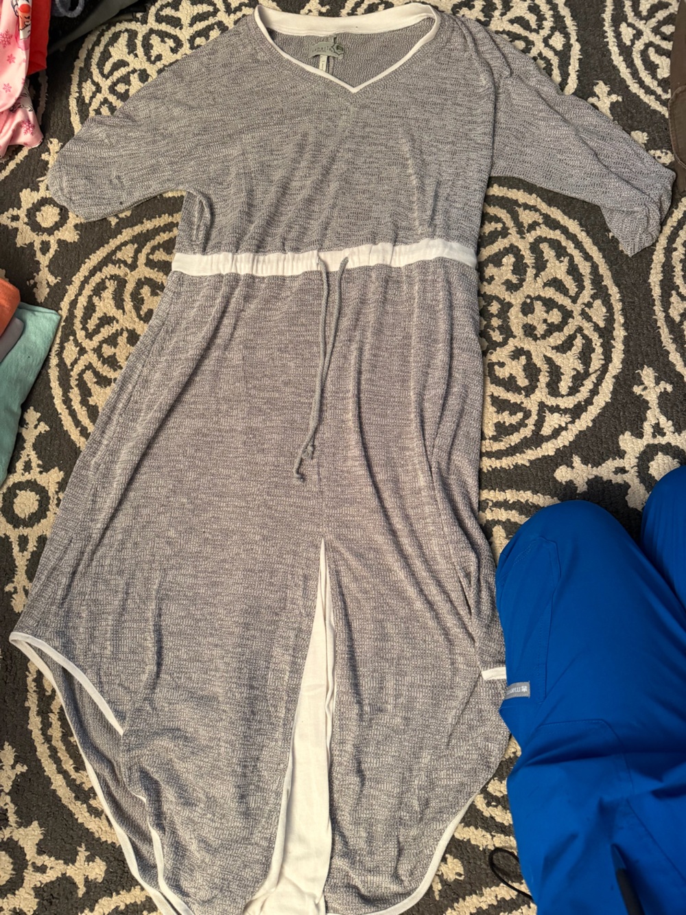 sahalie Gray  Jogger Dress with White Trim
